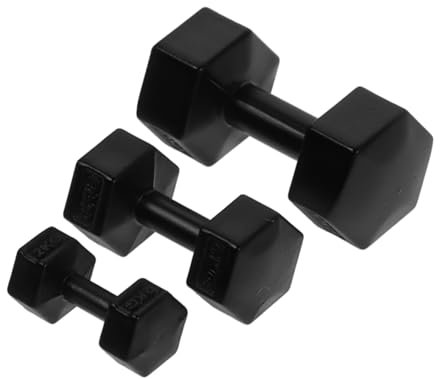 BESPORTBLE 3Pcs Miniature Dumbbells for Dollhouse Gym Decor Realistic Tiny Sport Equipment Compact Black Fitness Ornaments for Pretend Play and Miniature Scenes