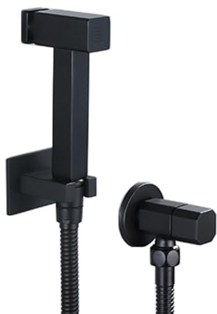 TYMYW Handheld Toilet Bidet Sprayer Kit Black with 1.5M Shower Tube Wall-Mounted Toilet Sprayer Brass for Bathroom