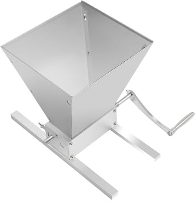 Malzmühle Heimbrauer Schrotmühle 2 Rollen Getreidemühle Manuelle Mahlmaschine Verstellbare Malzmühle Getreidemühle Hand Heimbrauer Crusher, 4L, Silber