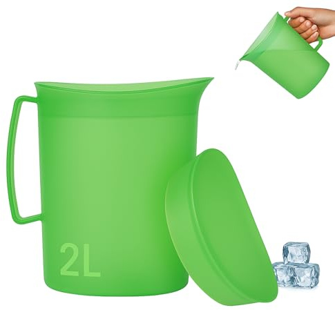 Mypicompany Brocca dell'acqua in Plastica Premium 2 L, Senza BPA, Multifunzionale per Celebrazioni e Attività all'aperto, Brocca D'acqua in Plastica Colore Verde Semi-Trasparente.