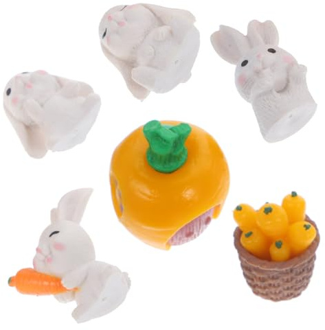 HEMOTON Statuette De Lapin Et Carotte pour Micro-Paysage Pot De Fleurs Décorations De Fête Figurines De Jardin