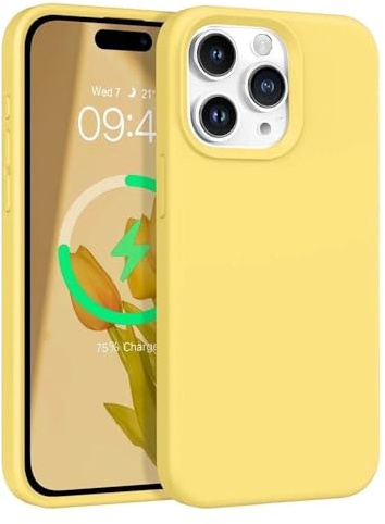 YINLAI für iPhone 15 Pro Hülle Silikon Kompatibel mit Magsafe,HandyHülle iPhone 15 Pro Magnetisch Kameraschutz Slim Gel Matte rutschfeste Kratzfest Case Cover Schutzhülle für iPhone 15 Pro 6.1,Gelb