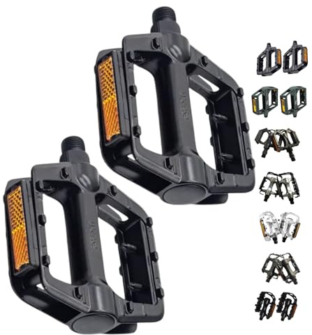 ANDINUS Pedales de Aluminio para Bicicleta MTB, BMX, Urbana, Montaña, City con Reflectores Desmontables y Eje de Acero, Rosca 9/16, Ligeros y Resistentes (Freestyle)