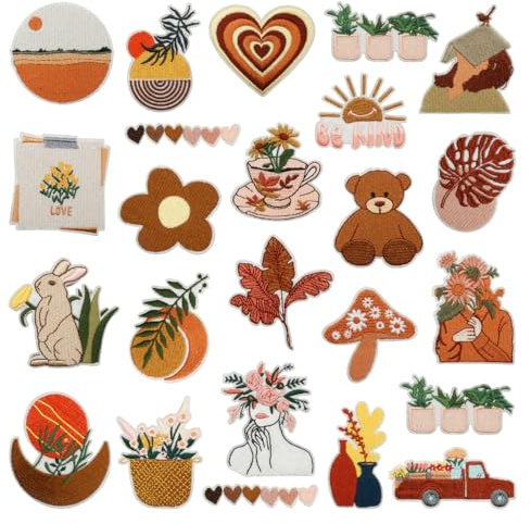 Vintage Bügelbilder und Aufnäher, 24 Stück Stickerei Bären Patches, DIY-Nähaufkleber für Damenkleidung, Hüte, Jacken, Rucksäcke