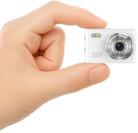 Mini Camera 1080P HD Video Recorder – Keychain Digital Camcorder with 64GB Card, 0.96 HD Display, Long Battery Life, Ultra-Portable Tiny Camera for Travel/Vlog/Night Shots, Ideal Gift, White