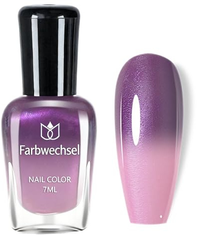 Farbwechsel Nagellack – 7Ml Temperaturgesteuerter Nagellack mit Farbtemperaturregelung, langanhaltend, schnelltrocknend, Air dry Color Change Nail polish für Nageldesign, ohne UV-Lampe (Deep Purple)