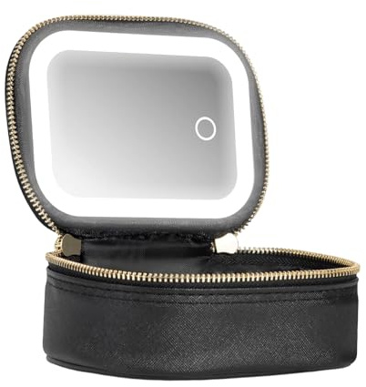 Makeup Bag with Mirror, 3 Adjustable Brightness, 1-Piece, Cosmetic Organizer, Makeup Bag with Light Up Mirror, Water-Resistant Material, for Women Teen Travel and Parties