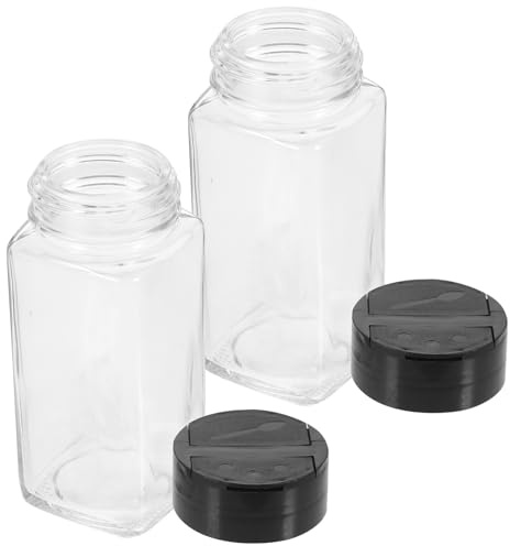 JECOMPRIS Set 2 Pepiere in Vetro 120 Ml Coperchio Pp e Tappo a Farfalla, Saliera e Barattolo per Spezie per Uso Domestico e Cucina Professionale