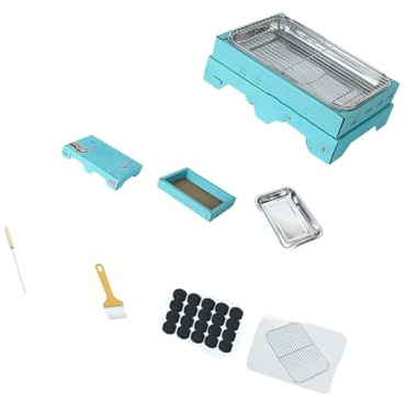 Parrillas de carbón de acero inoxidable para cocinar al aire libre, distribución uniforme del calor, diseño portátil para camping, picnics, patio, parrillas desechables con rejilla de acero inoxidable