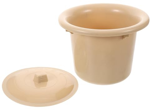 NIYANGLE Thickened Plastic Adult Vomit Bucket with Lid, Portable Bedside Urinal Pot for Home Use, Emergency Urinal Pot for Elderly and Travel, Apricot Yellow