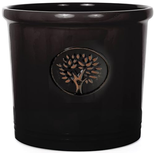 Muddy Hands Woodland Crest Planter – Large Lightweight Garden Plant Pot | Frost Proof & UV Resistant | Indoor & Outdoor Planter (Black, 55 Litre)