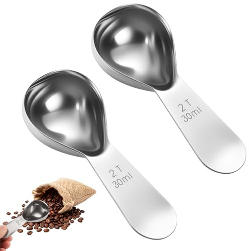 2 Stück Kaffeemesslöffel Edelstahl 30 ml, Dosierlöffel Kaffeemesslöffel