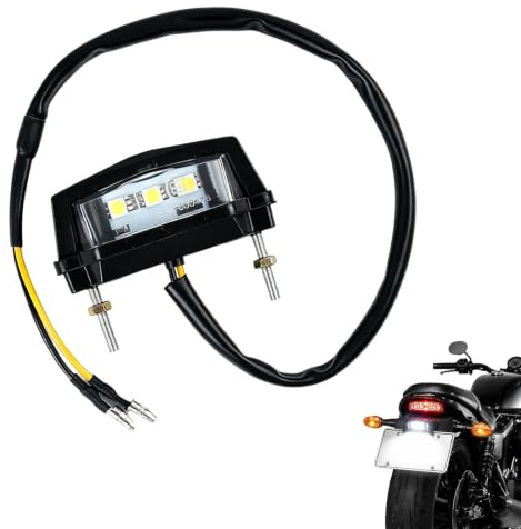 Voxlvytic Luz LED Universal para Matrícula de Motocicleta 12V,Luz de Placa Trasera Blanca con 3 LED para Moto,Scooter,Quad y ATV,Resistente al Agua,Bajo Consumo y Montaje Fácil por Perno