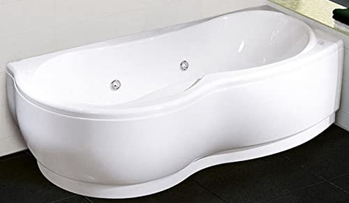Novellini Venus Vasca Bagno Hydro Disinfezione 180x80/85 H55 cm Idro Laterale 6 Jets Forma Esterna Semicircolare Asimmetrica Interna Otto Destra Telaio Pannello Erogatore Display Acrilico Bianco