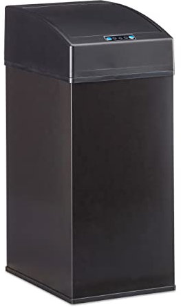 Relaxdays Pattumiera con sensore Coperchio Automatico Secchio Interno, Nero, HLP: 35 x 15 x 20 cm