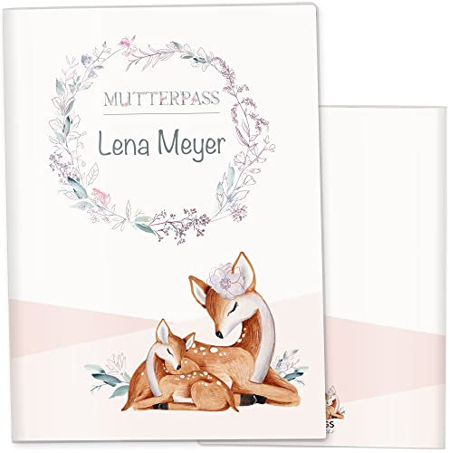OLGS Mutterpasshülle Rehkitz Stella, Personalisierbare Kunststoff Schutzhülle für Mutterpass, Schwangerschaft