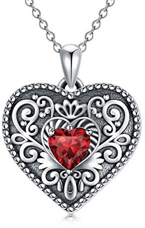 LONAGO Médaillon en forme de cœur personnalisable pouvant contenir des photos en argent sterling 925 et oxyde de zirconium, Argent sterling, Zircone cubique