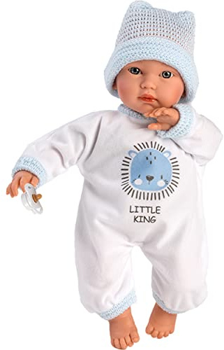 Llorens 1030009 Puppe Cuquito mit blauen Augen, Babypuppe mit weichem Körper, Puppenjunge inkl. Stampler und Mütze, 30 cm