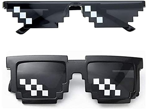 Bymivofun 2 pares Gafas Pixeladas, Gafas de Mosaico de Píxeles, Gafas de Sol Thug Life, Gafas Cool Thug, para Viajes, Fotografía, Fiestas Temáticas, Conciertos, Fiestas, Festivales