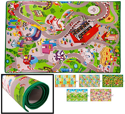 LucaHome - Alfombra Infantil Educaplay Circuito 120x100cm | Educativa para Bebés Acolchada y Resistente | Suelo Antideslizante para Niños y Niñas