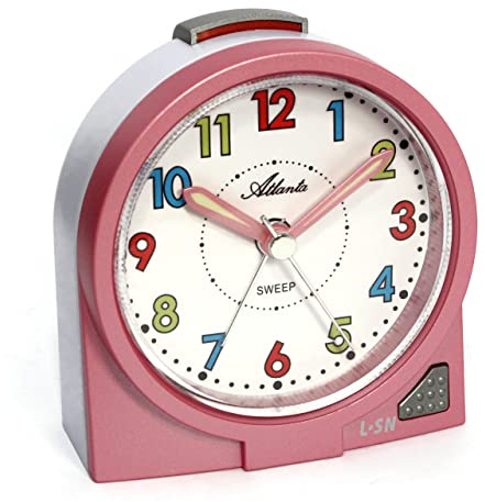 Atlanta Kinderwecker ohne Ticken Analog Mädchen Rosa - 2127/17
