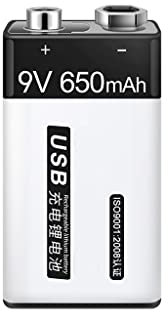 Batterie au Lithium 9 V Batterie Rechargeable USB 650 mA Haute capacité 6F22 Multimètre Microphone 9 V (Color : One)