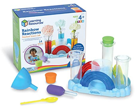 Learning Resources Rainbow Reactions Preschool Science Lab Set, Ages 4+, Colour-Mixing Science Experiments for Kids, STEM Toys for Kids, 14 Pieces
