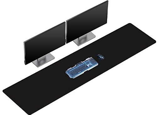 ZORESYN Kunstleder Schreibtischunterlage 180x40cm schwarz | Wasserfestes abwischbares Schreibtischpad, rutschfest mit stabilen Nahtkanten, strapazierfähiger Tischschutz für Heim & Büro
