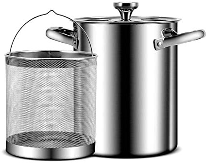 4L Asparagus Pot, 304 Stainless Steel Asparagus Vegetable Steamer Pot Spaghetti Pasta Stovetop Cooker with Wire Basket and Glass Lid, Oil Deep Fry Pan (Silver)