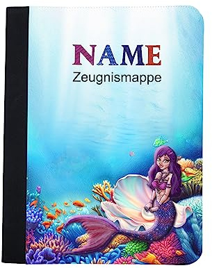 Maus-Design Zeugnismappe personalisiert Meerjungfrau mit Name | Klarsichthüllen A4+, Urkundenmappe, Dokumentenmappe