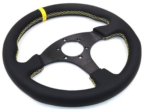 Sport Lenkrad,Sportlenkräder 13 Zoll 330 mm Racing Flat Lenkrad Auto Universal Leder Racing Game Lenkrad (Color : 3)