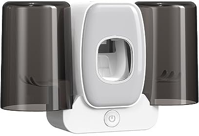 Desinfectador de Cepillo de Dientes, Recargable Inteligente Soporte Cepillo de Dientes Desinfectante con Dispensador automático de Pasta de Dientes, 2 Tazas y 4 Ranuras para Cepillo de Dientes (C)