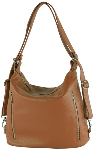modamoda de T249 Damen Leder Rucksack Schultertasche 2in1, handmade in Italy