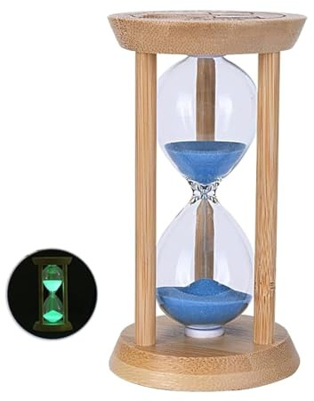 Mini Wooden Sand Timers,100% Bamboo Hourglass Sand Timers 1Min Sandglass Timer for Toothbrush Timer Games Classroom Home Office Cooking（Blue+1Min）