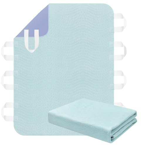 Alèse de lit lavable pour incontinence, avec poignées, réutilisable, absorbant avec 4 couches imperméables pour incontinence, personnes âgées alitées (86,4 x 132,1 cm, 1 pièce)