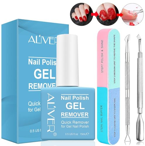 Gel Nail Polish Remover, Gel-Nagellackentferner mit Nagelpolierer und Nagelhautschieber, professionelles Entfernen von Gel, Maniküre-Werkzeugset für Nägel in 2–5 Minuten