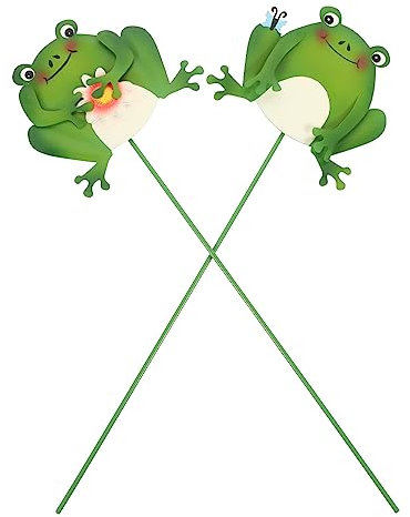 HAKIDZEL 2stücke Garten Dekorationen Frogs Gartenstecker Bunte Ornamente Für Außenbereiche Für Garten Rasen Und Einfahrten