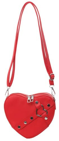 FACAILUO 2024 Umhängetasche, Herzform, Nieten, Crossbody-Tasche, Leder, Handytasche für Mädchen und Frauen