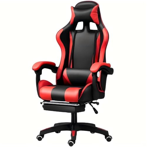 Silla de oficina ergonómica, transpirable, sillón de oficina con altura regulable, reposabrazos, cojín y ruedas, color rojo (modelo G-Rouge)