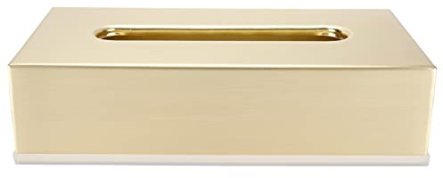 CDQL Goldfarbene Taschentuchbox, Innovativer, Rechteckiger Serviettenpapierhalter aus Edelstahl 304, Serviettenspender für Badezimmer, Schlafzimmer, Villa