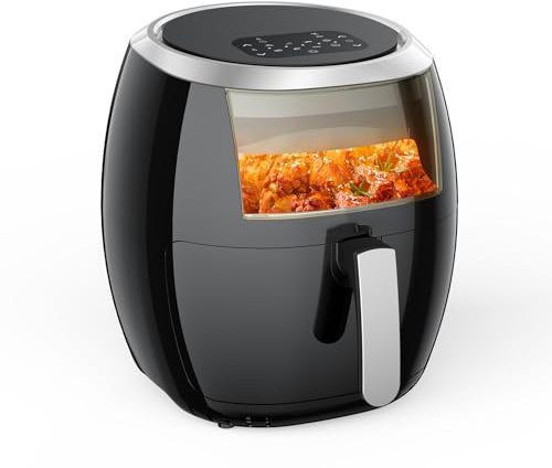 Freidora Aire Fryer 8L XL, 1800W Multifuncional,Freidora Sin Aceite Para 8 Personas, 8 Programas, Pantalla Digital LED, Recetas De Papel