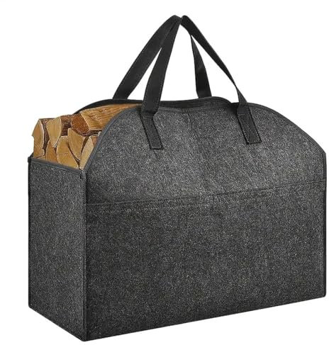 Panier à bois de chauffage en feutre, panier multi-usage en feutre, sac de rangement pour vêtements, poignées robustes, matériau robuste, 61 L, pour l'organisation de la maison, le rangement du bois