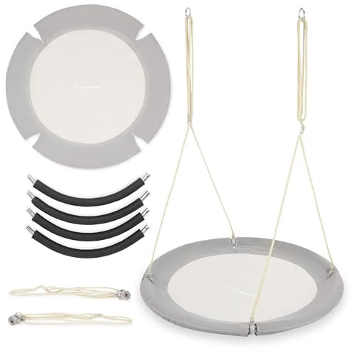HyperMotion Nestschaukel 100 cm Grau – Outdoor & Indoor Schaukel für Kinder & Erwachsene, Hängeschaukel bis 150 kg, Gartenschaukel höhenverstellbar, wetterfest