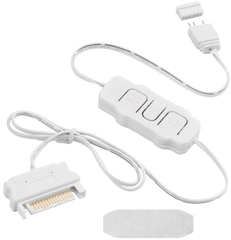 YAODHAOD Mini-ARGB-Controller, 3-poliger RGB-5-V-Controller, integrierter Lichtmodus, SATA-Netzteil, RGB-Controller für PC-Ventilator, Lichtleiste, wasser-/luftgekühlter Heizkörper (weiß)