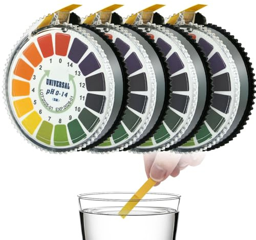 Yuio 4 Rollen pH Wert Teststreifen, pH-Messung Vollbereich 0-14, Lackmus Indikator Universalpapier, pH Papier Trinkwasser auf Rolle, Ph Teststreifen Urin Für Wasser Boden Körper Kosmetik(6,4 ft/Rolle)