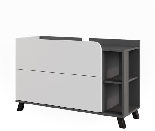 Vicco Mobiletto per lavabo Karen, Antracite/bianco, 100 x 65 cm con 2 cassetti