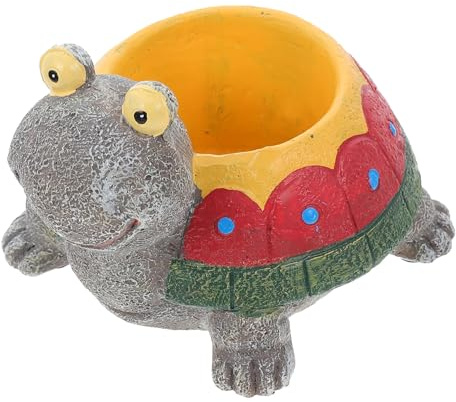 KONTONTY Maceta de Tortuga Creativa de Resina para Jardín Exterior, Contenedor de Flores Colorido para Suculentas, Decoración de Macetas de Jardín Adecuado para Plantas Pequeñas y Decoración de Patio