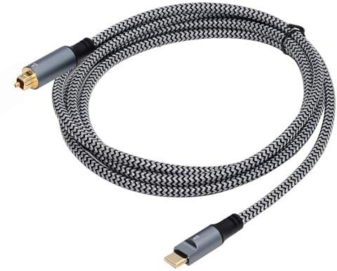 cablecc USB-C to SPDIF Optical Audio Cable, USB-C Male to Toslink Male Digital Optical Audio Cable for Laptop Desktop 6ft