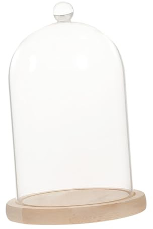 CONGARTENO Vitrina De Transparente Cubierta De Vidrio Para Exhibir Suculentas Con Base De Madera Adorno Floral Exquisito Decoración Creativa De Cubierta De Vidrio Para Mesa