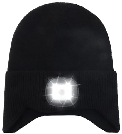 AWSOLAR Winter Mütze mit Licht, USB Wiederaufladbare Mütze mit Licht Kinder und Erwachsene